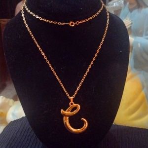 24 inch Vintage initial necklace letter C 24kp Nib
